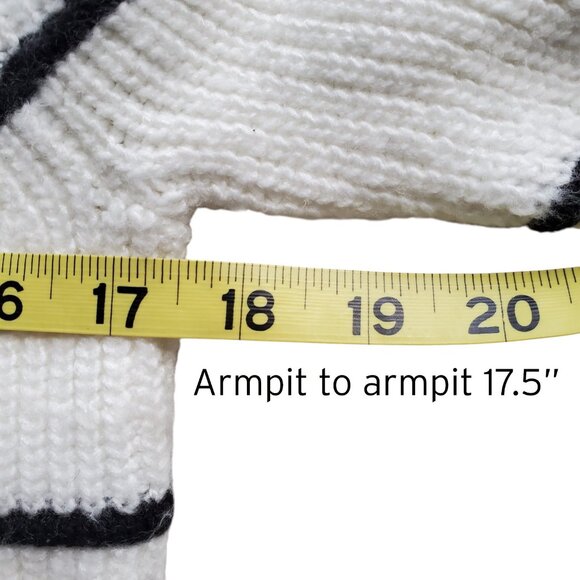 WHBM NWT Side Zip Mock Neck Detail Striped Sweater Puffy Sleeves S - Picture 10 of 13